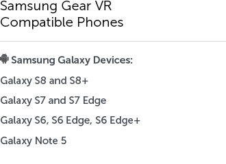 Samsung GEar VR Compatible Phones